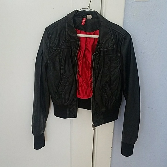 H&M Jackets & Blazers - Imitation leather cropped jacket.